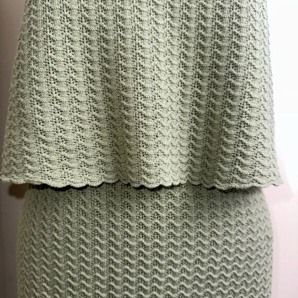 NWT Marled Reunited Olive Green Crochet Halter Top Skirt Set Size Medium NEW - Picture 4 of 11